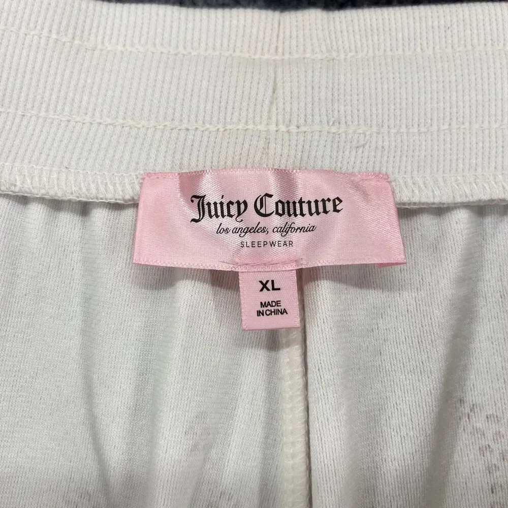 Juicy Couture Pants Women XL Beige Velour Sleepwear Rhinestone Lounge Y2K pocket